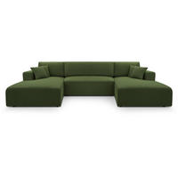 WOHNLANDSCHAFT Corso U 365 cm grün - Schwarz/Grün, Textil (364/84/187cm) - Beautysofa