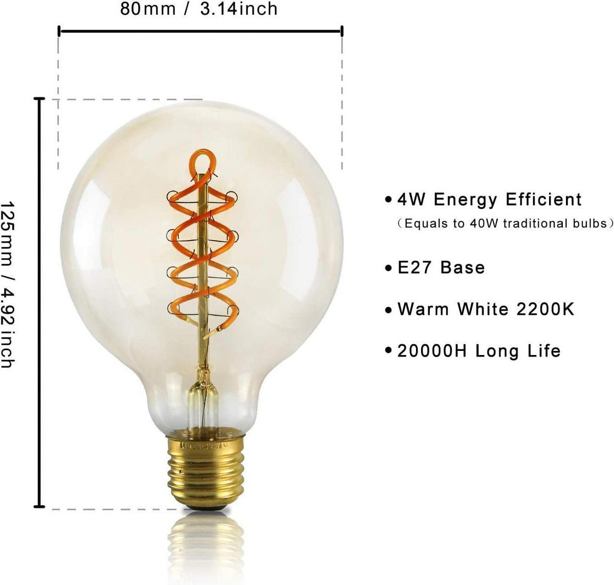 LED žárovky E27 4W (balení 3 ks) - průhledná, sklo (8/12.5cm) - Nettlife
