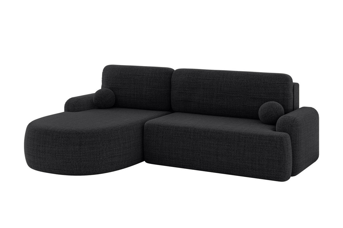 WOHNLANDSCHAFT mit Schlaffunktion und Bettkasten LIRA-L - 264x172x89 Schwarz - Schwarz, Holzwerkstoff/Textil (264/172cm) - ALTDECOR