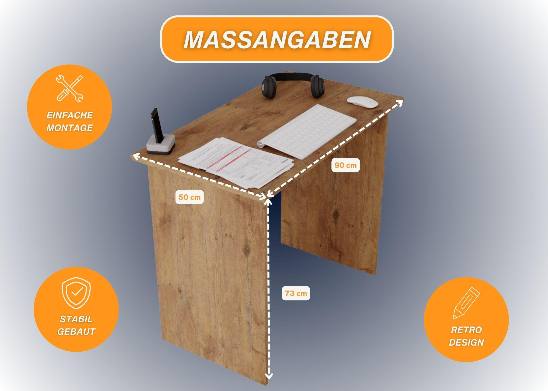 SCHREIBTISCH Nussbaumfarben 90/50/73cm - Nussbaumfarben, Holzwerkstoff (50/90/73cm) - CraftPAK