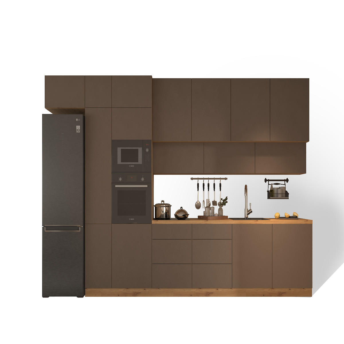 KÜCHENZEILE 400 - Langen KL4-M400 in Beige/Matt - Beige, Holz (400/248/58cm)