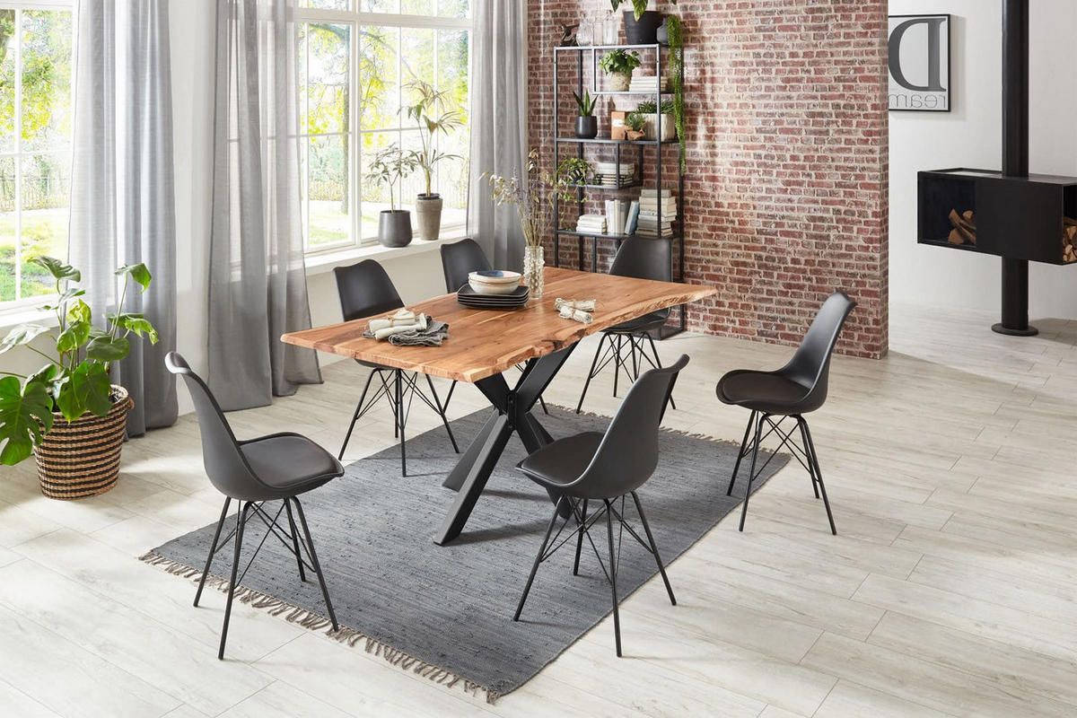 ESSTISCH HELENE - Beige/Schwarz, Holz/Metall (80/120/77cm) - SAM