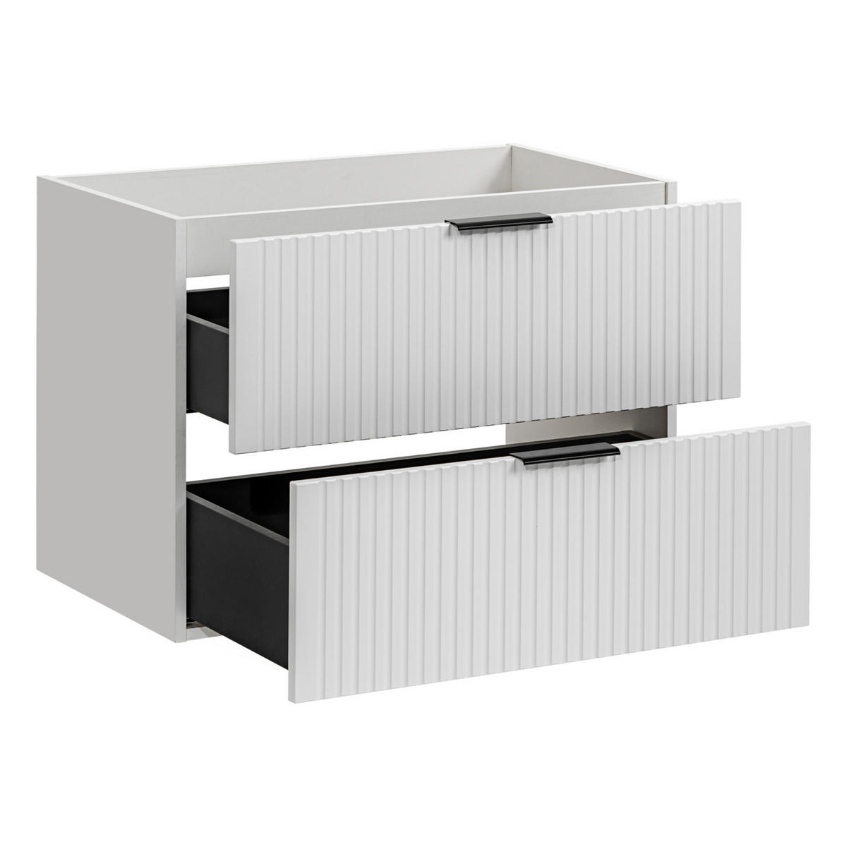 WASCHBECKENUNTERSCHRANK ADEN SET2 Arbeitsplatte Weiß - Schwarz/Weiß, Glas/Holzwerkstoff (80/60/46cm) - Komodee