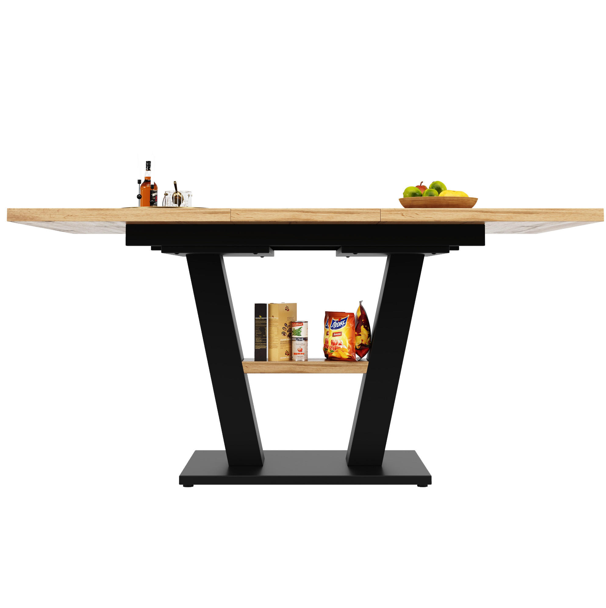 ESSTISCH ausziehbar 118-157 cm MDF Metall Schwarz Natur - Schwarz, Metall (157/70/75cm) - Meubliv