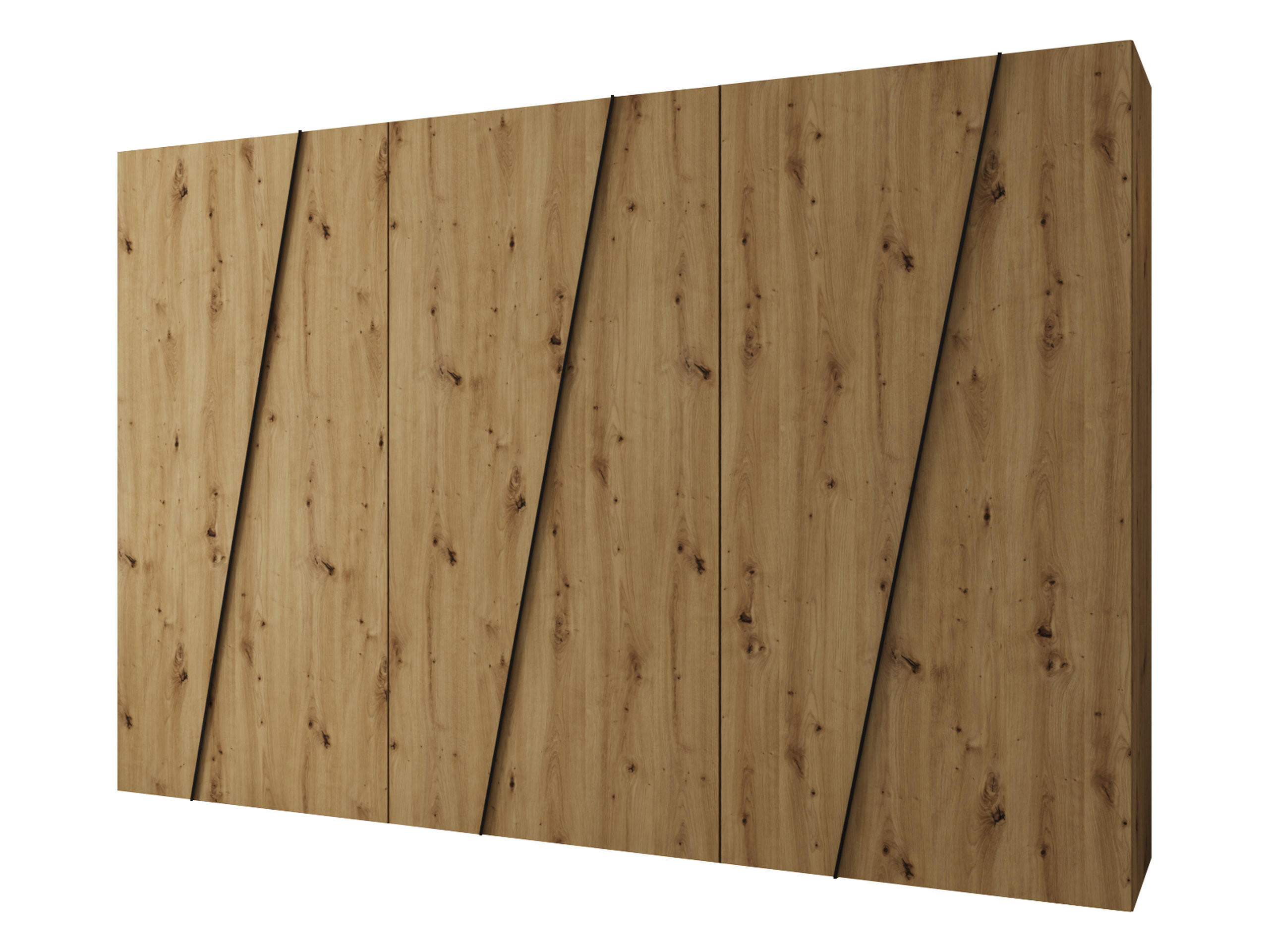 DREHTÜRENSCHRANK Zen 300 cm - Schwarz/Eiche Artisan, Holzwerkstoff/Kunststoff (300/202/50cm) - MIRJAN24