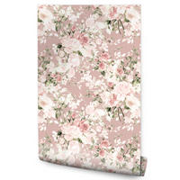 VLIESTAPETE Aquarellrosen im Vintage-Stil – Rosa, Weiß – 50x1000 cm - Rosa/Weiß, Papier (50/1000cm) - Muralo