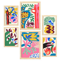 POSTER Set Mit 6 Erlöser Feen In Blume Zusammenfassung Ästhetische Dekorative Gemälde Für Ihr Wohnzimmer Zuhause A3 & A4 Rahmen Aus Hellem Holz - Beige, Papier (29/3cm) - Nacnic