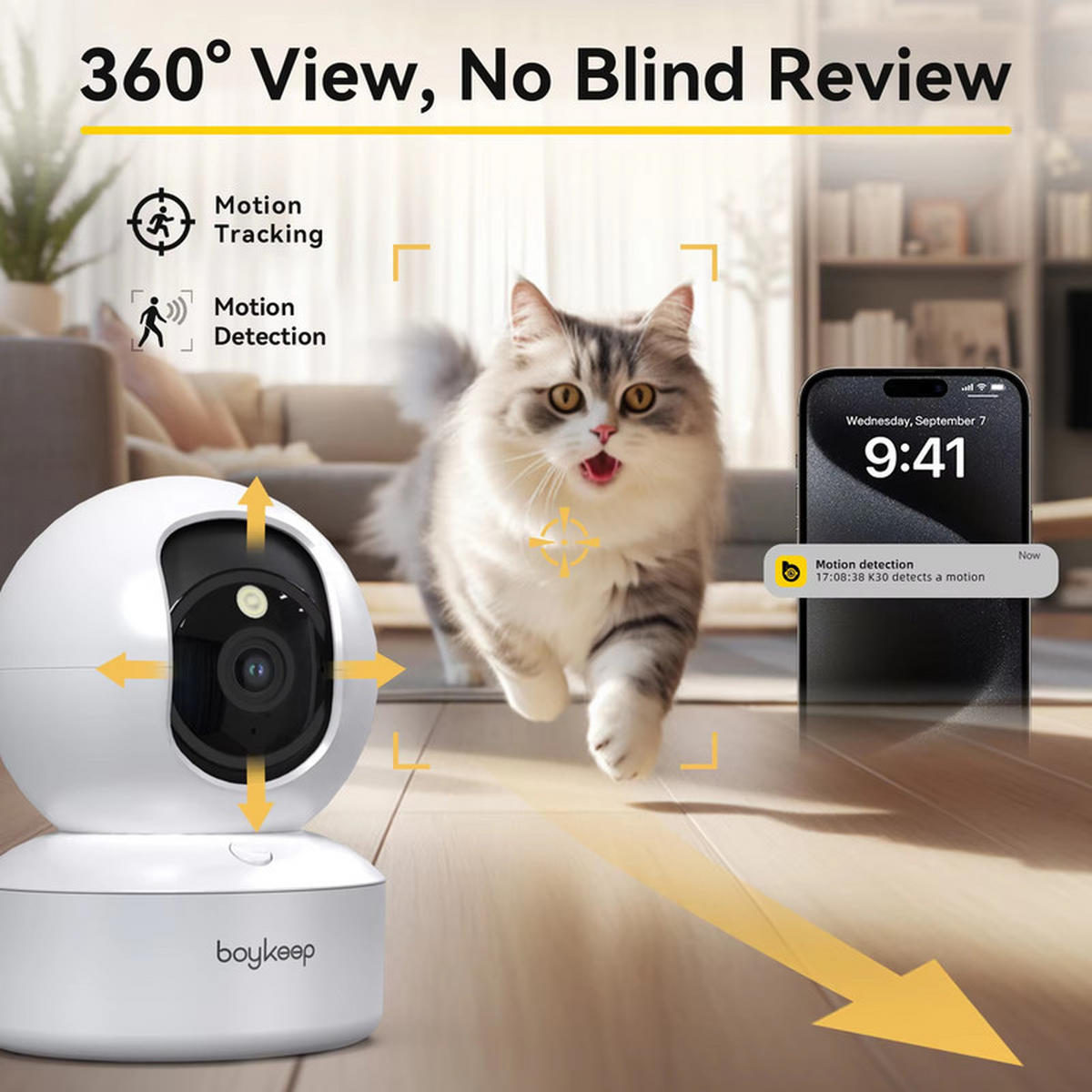 BABYPHONE 3MP WiFi Kamera 2.4G 5G Auto Tracking 24/7 Überwachung - Weiß, Kunststoff - Kaket