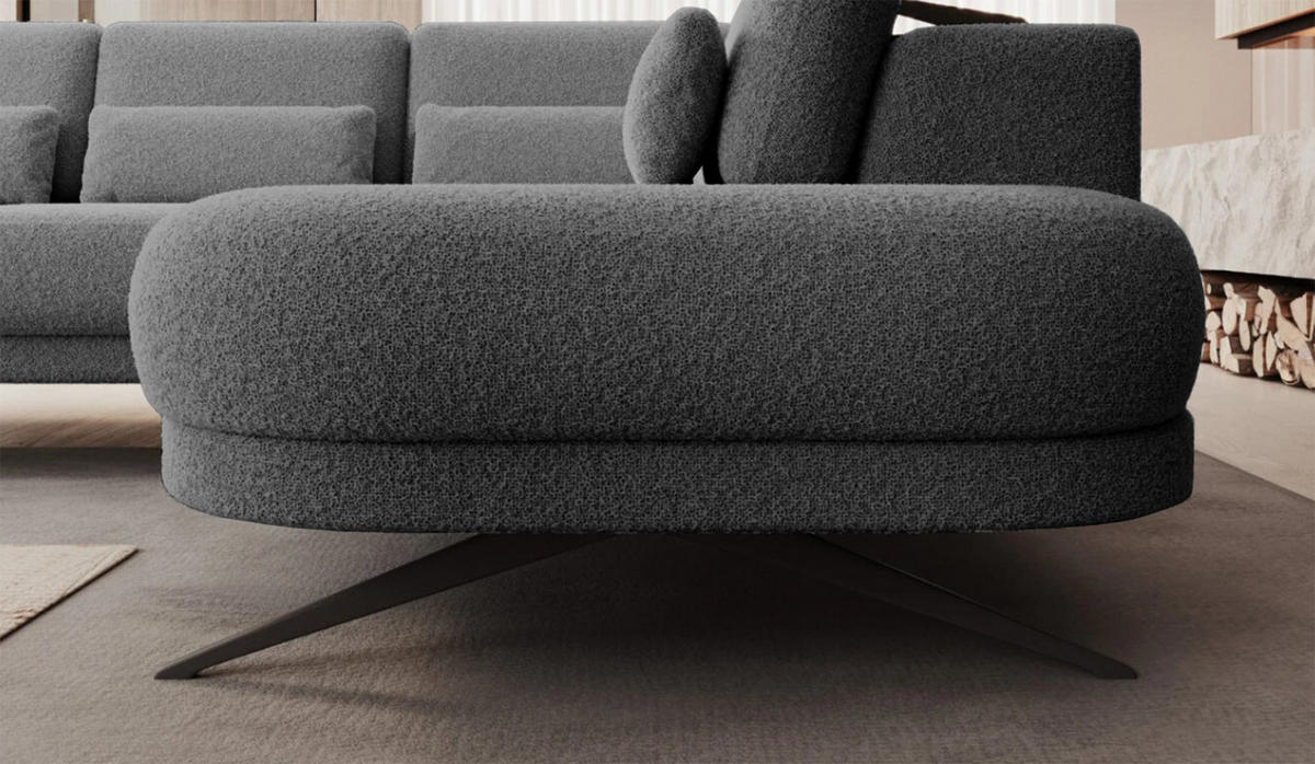 ECKSOFA ILUSIO L 250x205cm, Schlaffunktion, Dunkelgrau, Rechts - Dunkelgrau, Holz/Textil (248/205cm) - DomoHome