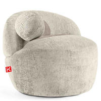 SESSEL NELUM Chenille-Stoff, rund, Creme - Creme/Schwarz, Holz/Holzwerkstoff (76/64/76cm) - KONSIMO®