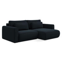 ECKSOFA mit Schlaffunktion Samt Stoff Blau - Blau/Schwarz, Kunststoff/Textil (240/149cm) - LaMiaSofa
