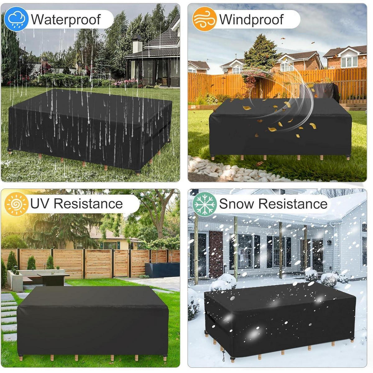 ABDECKUNG Gartenmöbel 126 x 126 x 74 cm wasserdicht - Schwarz, Textil (126/74/126cm)