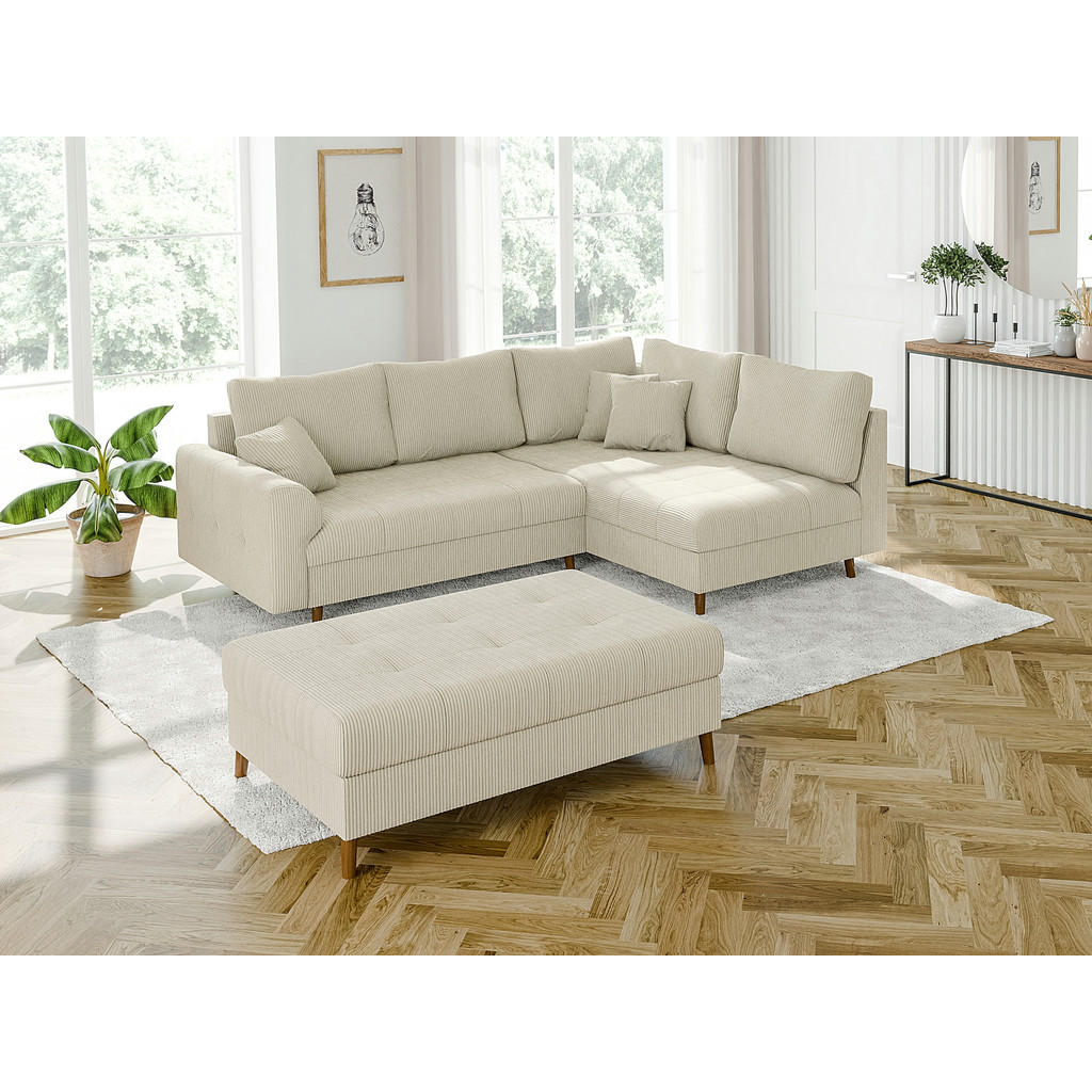 Thumbnail - S-Style Möbel Ecksofa, Beige, Textil, Echtholz, Teilmassiv,Buche, Birke, 6-Sitzer, Füllung: Polyetherschaumkern, Eckteil...