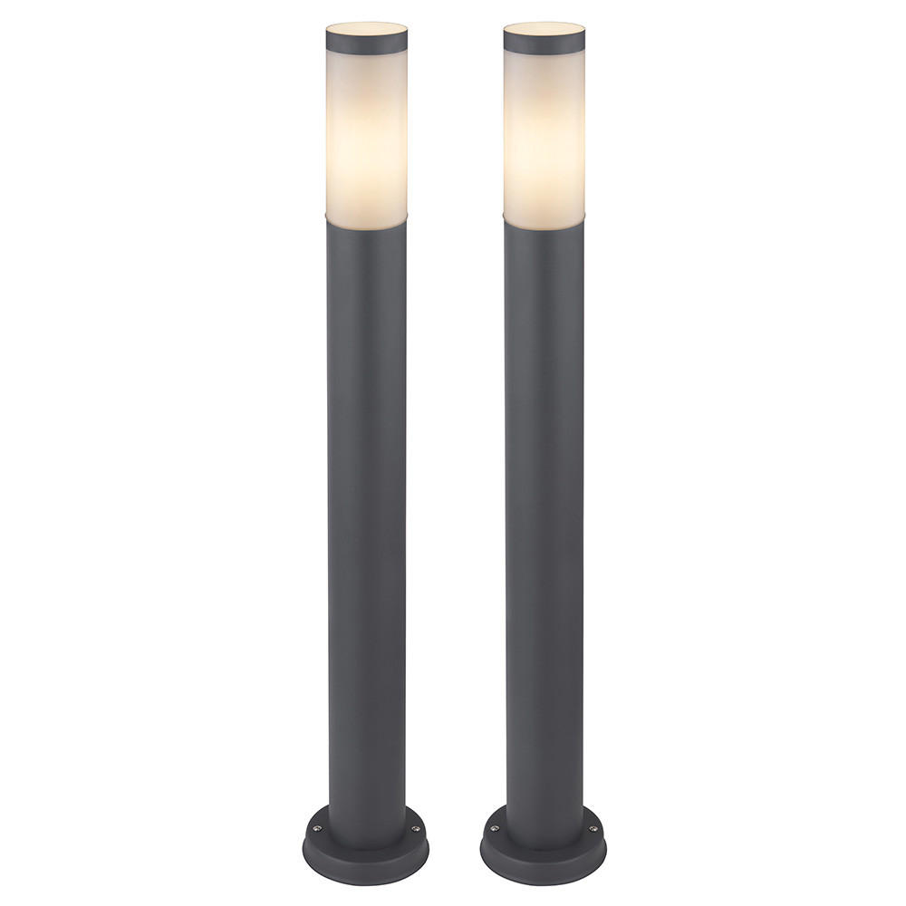 LED AUSSENLEUCHTE Edelstahl Anthrazit 2er Set - Anthrazit, Metall (7.6/11/80cm) - Globo Lighting