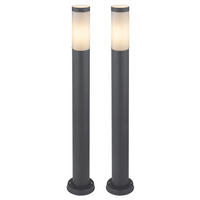 LED AUSSENLEUCHTE Edelstahl Anthrazit 2er Set - Anthrazit, Metall (7.6/11/80cm) - Globo Lighting