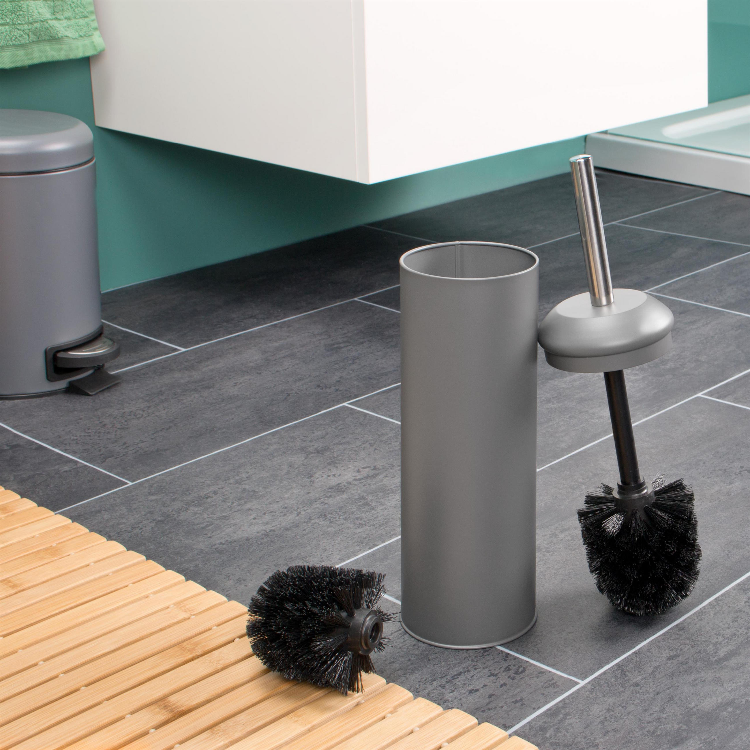 WC-GARNITUR, grau, Edelstahl - Grau, Metall (9/40/9cm) - bremermann