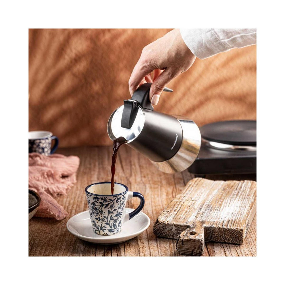 ESPRESSOKOCHER Schwarz 10.3/13.2/16.3 cm KB7844 - Schwarz, Metall (13.2/16.3/10.3cm) - Klausberg 