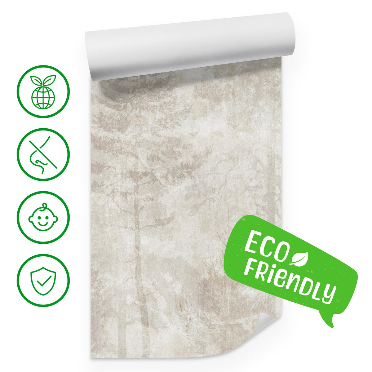 FOTOTAPETA Pre Obývaciu Izbu Boho Abstrakcia Les Stromy Betón Vintage 500 x 350 cm - béžová, papier (500/350cm) - Muralo