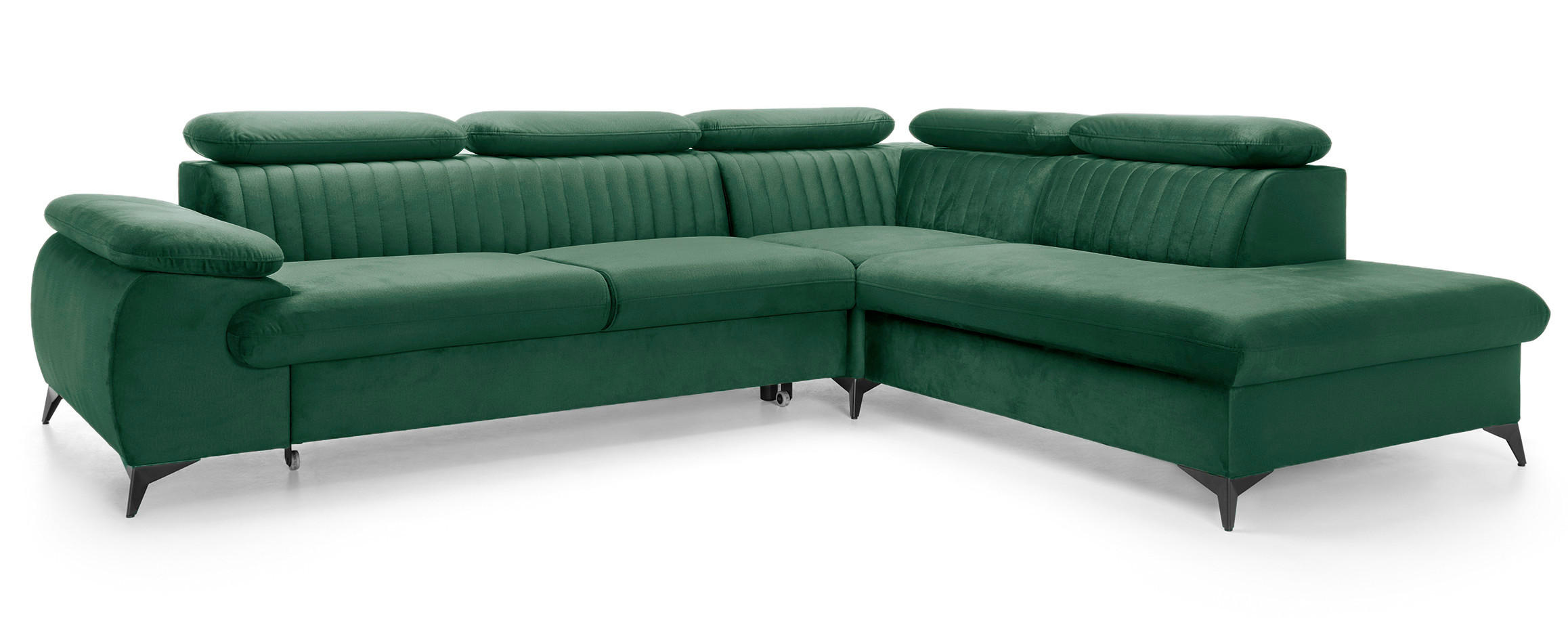 ECKSOFA 275 cm mit verstellbaren Kopfstützen Xanto L, Rechts, Grün - Grün, Holz (221/275cm) - Emporius