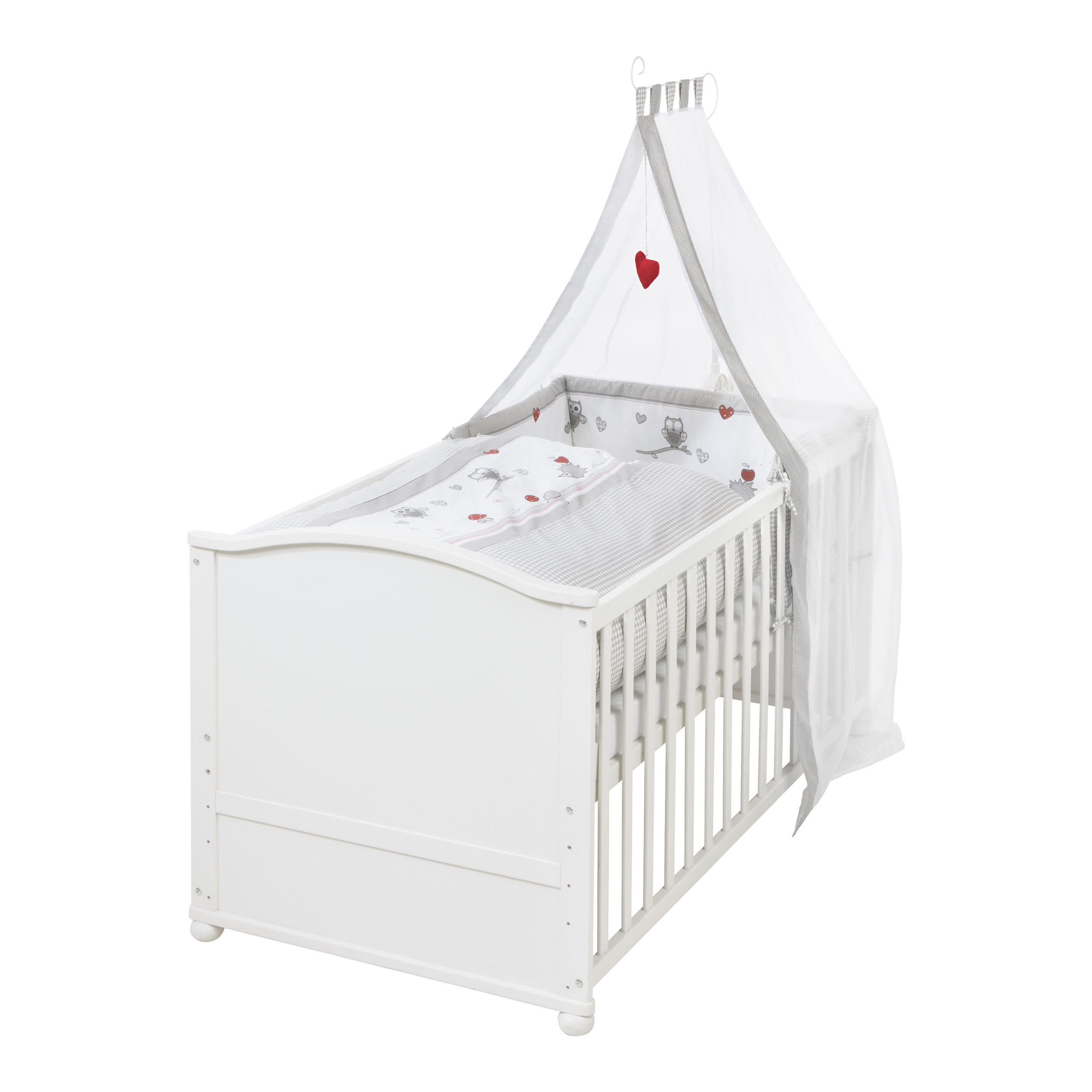 BABYBETT Adam & Eule 70 x 140 cm weiß - Weiß, Holzwerkstoff (70/140cm) - Roba