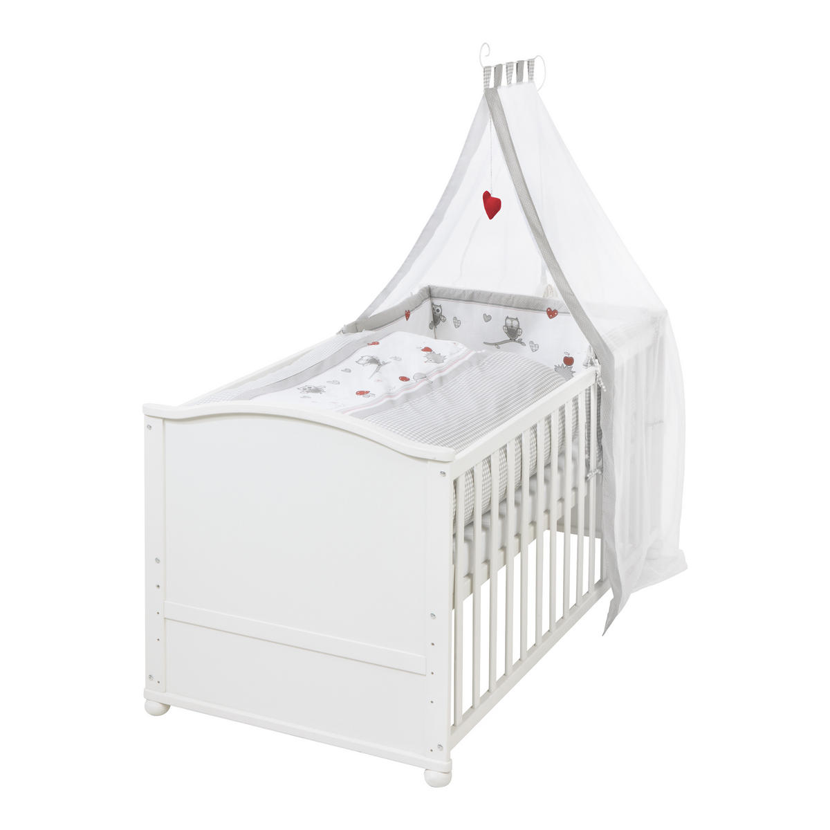 BABYBETT Adam & Eule 70 x 140 cm weiß - Weiß, Holzwerkstoff (70/140cm) - Roba