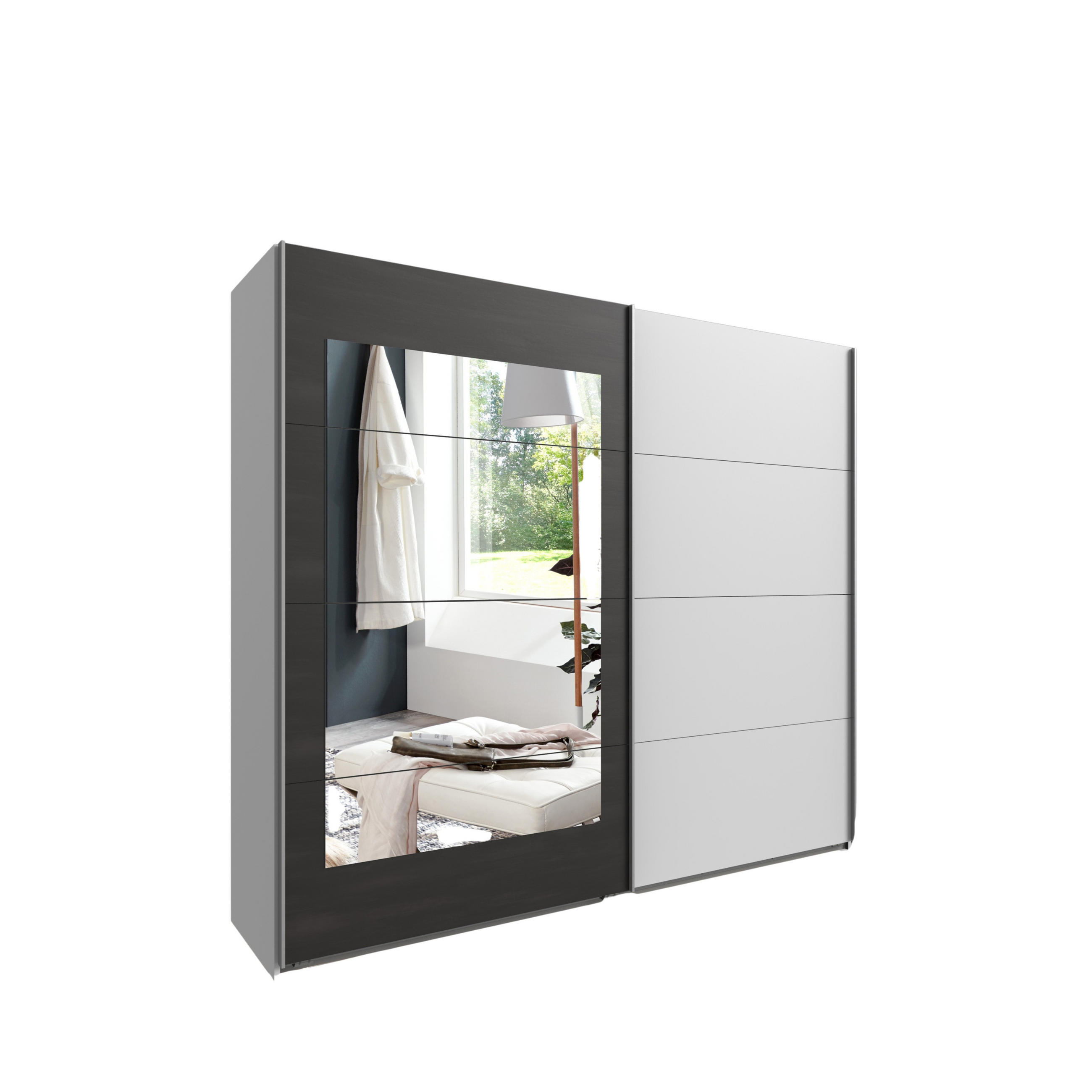 luma-home Schwebetürenschrank Weiß 225x208x65 cm