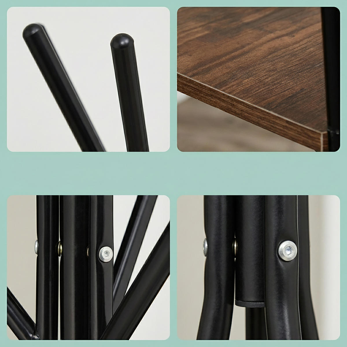 GARDEROBENSTÄNDER Schwarz Braun Industrial 6 Haken - Schwarz, Holzwerkstoff/Metall (50/181.5/43cm) - Relaxdays