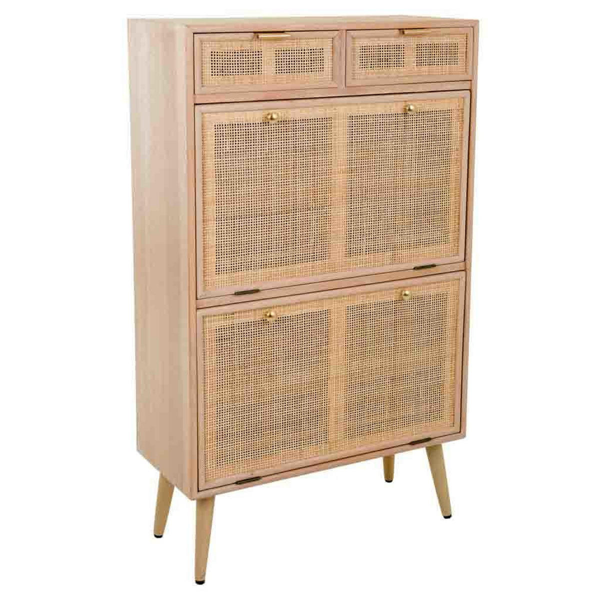 SCHUHREGAL aus Holz und Netz, Braun, 70x32x120 - Braun, Holz (70/32/120cm) - Wanderlust
