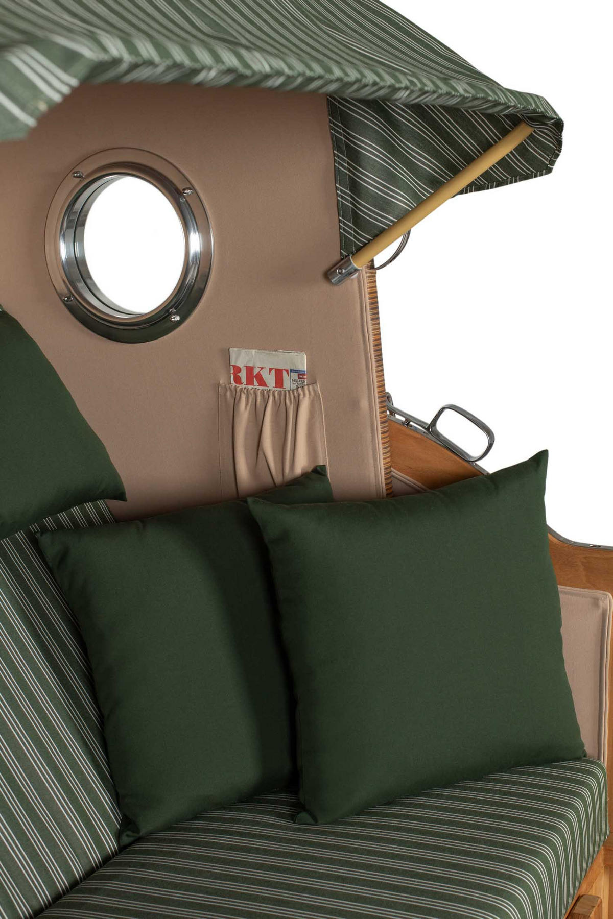 STRANDKORB XXL Düne Grande Teak Banana - Braun/Grün, Metall (142/170/95cm) - Mr. Deko