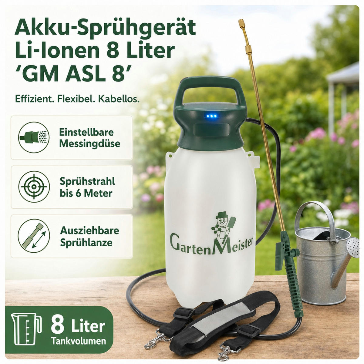 AKKU-SPRÜHGERÄT Li-Ionen 8 Liter 'GM ASL 8' - Ahornfarben, Kunststoff (21/21/51cm) - Westfalia