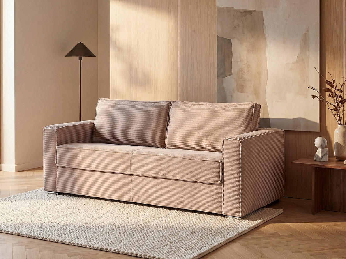 SCHLAFSOFA - 4 Personen - samt - rosa Loreto - Pink, Textil (215/90/223cm) - Vente-Unique