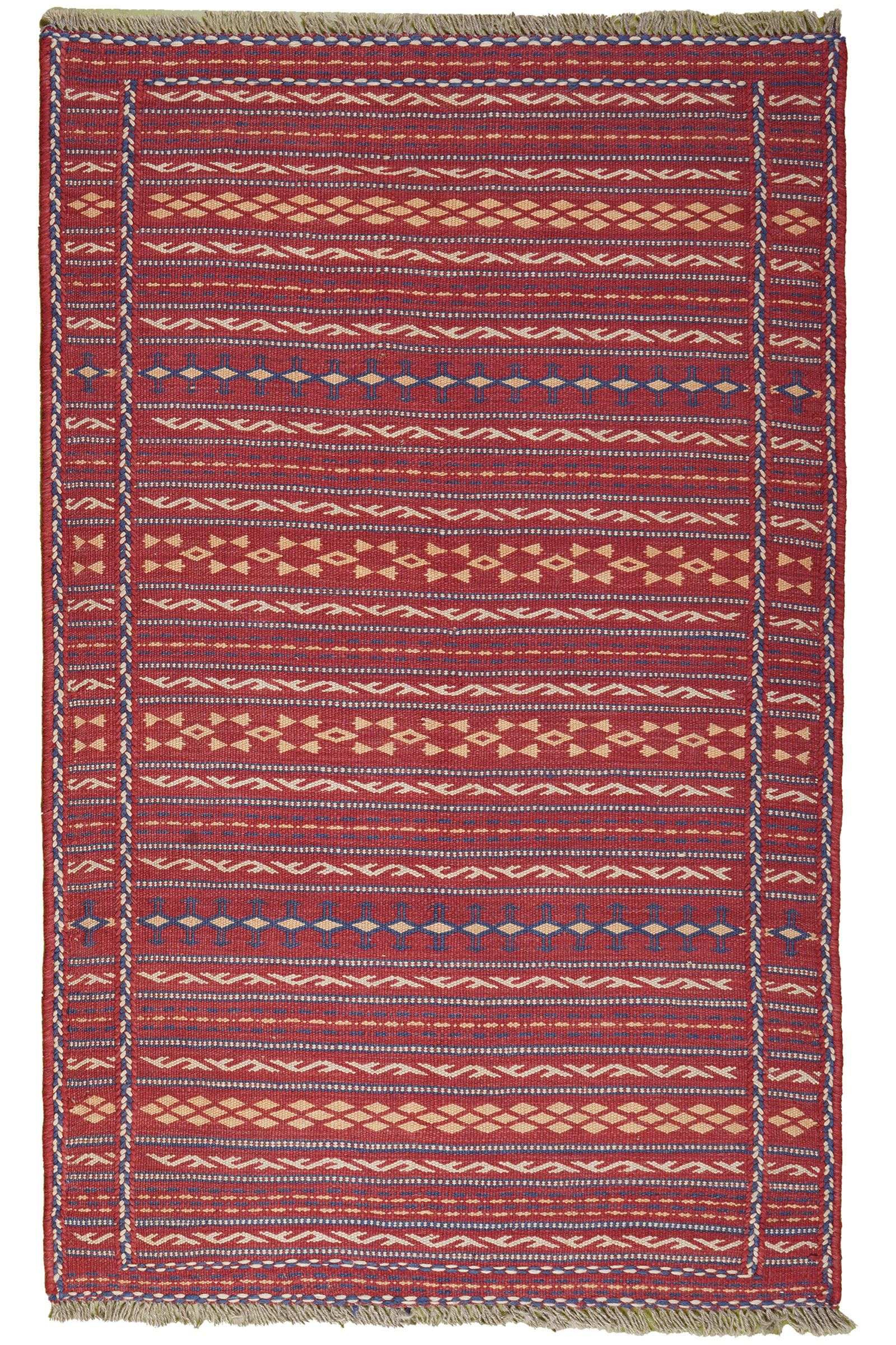 HANDWEBTEPPICH Kelim Kordi Rot 157/98 cm Schurwolle - Rot, Textil (98/157cm) - Looma