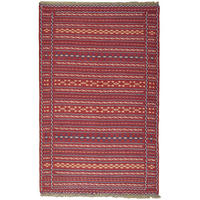 HANDWEBTEPPICH Kelim Kordi Rot 157/98 cm Schurwolle - Rot, Textil (98/157cm) - Looma