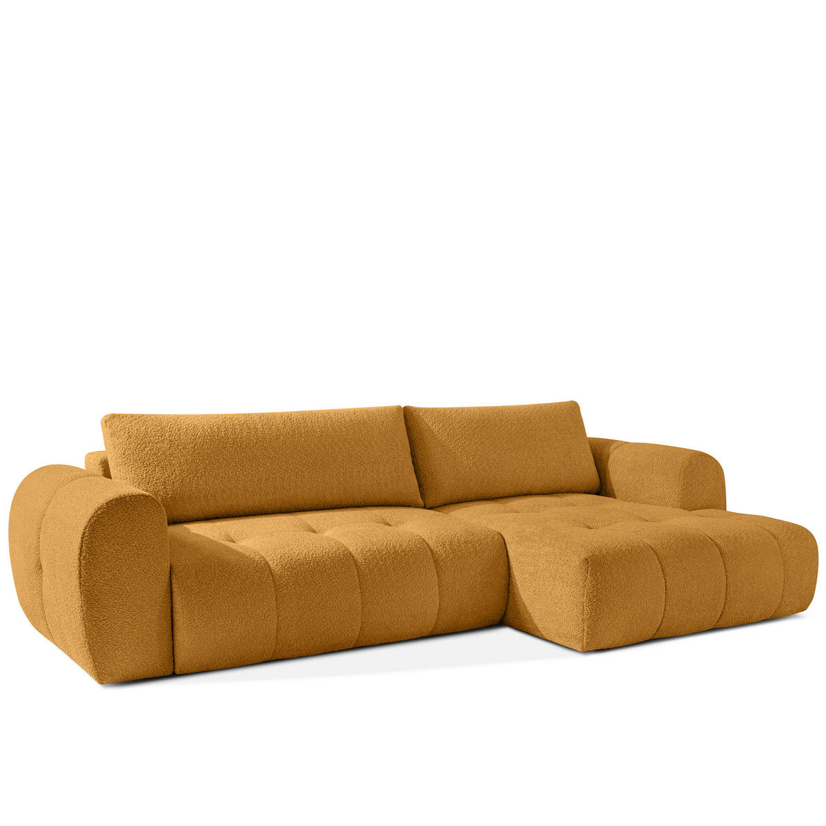 ECKSOFA RECHTS LIRA, Honigfarben, Bouclé - Honig, Holz/Holzwerkstoff (295/112cm) - KONSIMO®