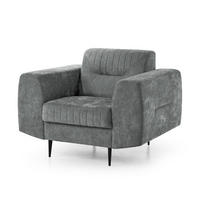 SESSEL Venezia mit Metallbeinen, dunkelgrau, 112 cm - Dunkelgrau/Schwarz, Holzwerkstoff/Metall (112/85/94cm) - Beautysofa