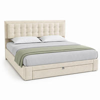 POLSTERBETT 160/200 cm in Beige Samt mit Bettkasten und Schubladen - Beige, Holzwerkstoff/Textil (160/200cm) - CHICFURN