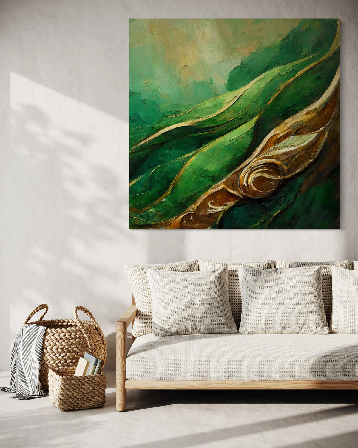 WANDBILD grün abstraktion - Grün, Textil (40/40cm) - Feeby