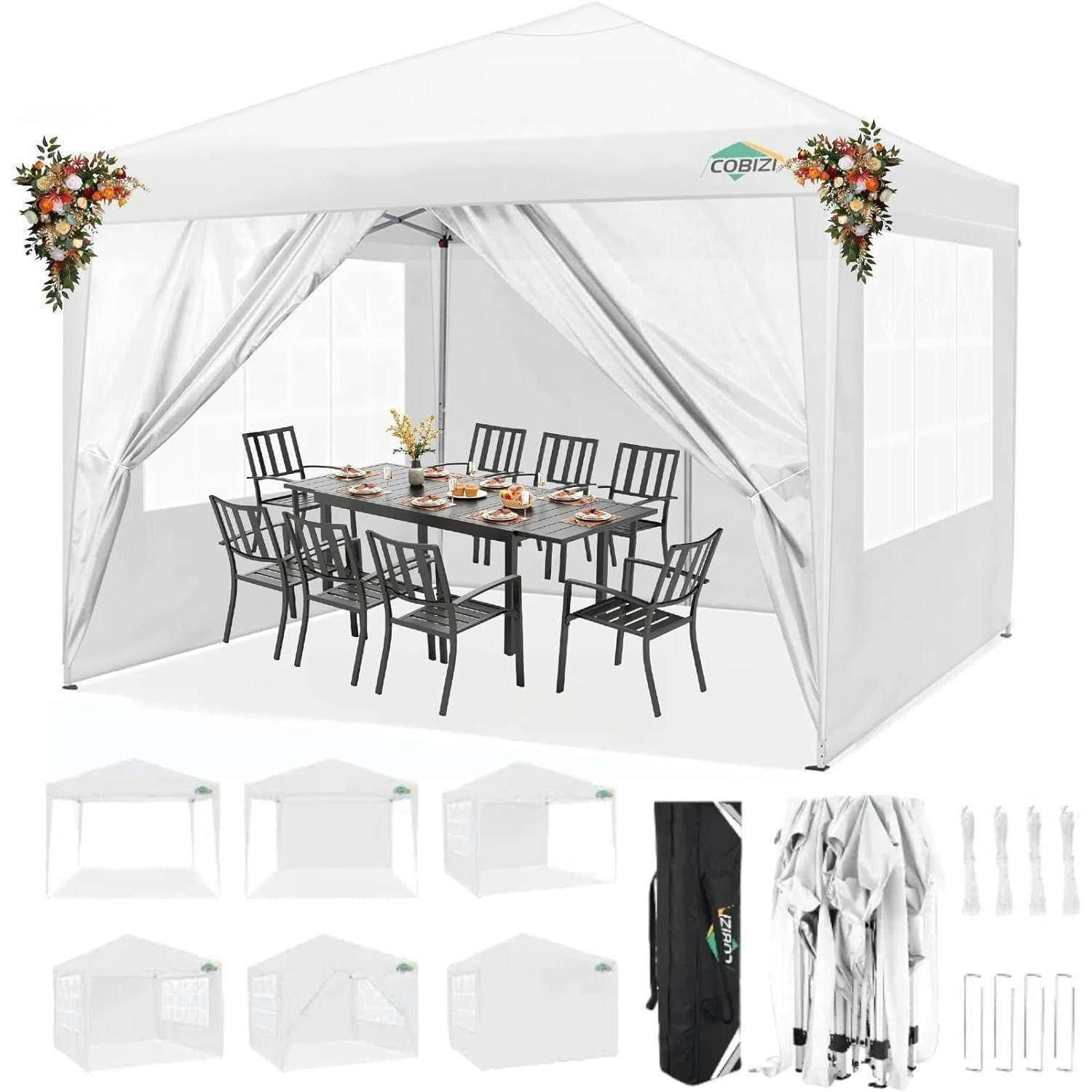 FALTPAVILLON 3x3 m Weiß mit 4 Seitenwänden - Weiß, Textil (300/275/300cm)