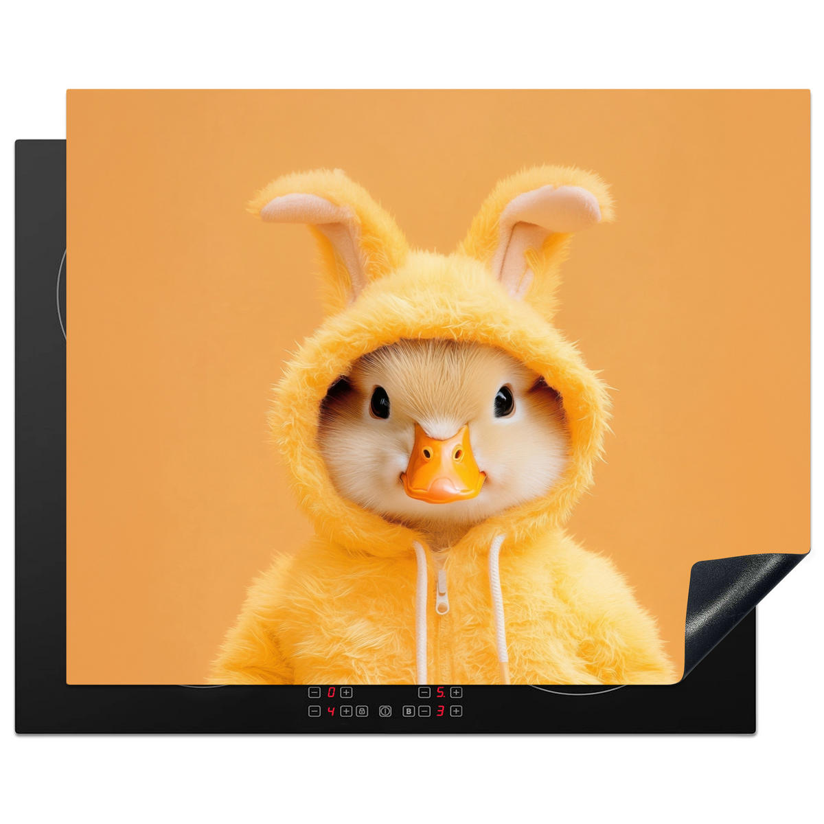 HERDABDECKPLATTE Osterhase - Kostüm - Ente Herdabdeckung Induktionsfeld 65x52 cm - Gelb, Kunststoff (65/52/0.2cm) - MuchoWow