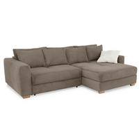 ECKSOFA-DAUERSCHLÄFER Federkern Bettkasten, seitenverkehrt montierbar B288/T186/H86 cm, Liegefl. 153x245 cm, Cord Braun Taupe / 15155 - Taupe/Eichefarben, Holz/Textil (288/186cm) - luma-home