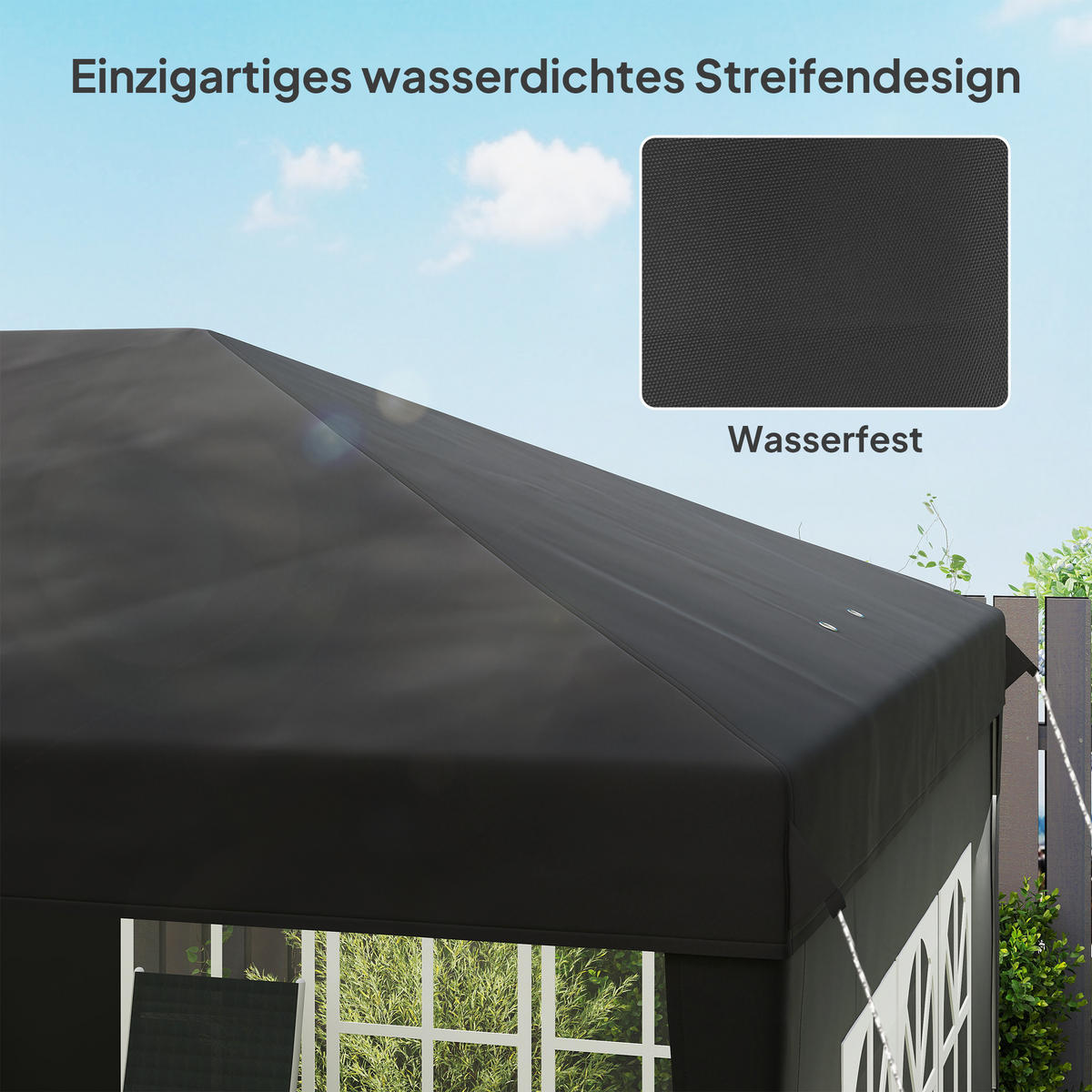PAVILLON ca. 3x6m Wasserdicht Pop-up Faltpavillon mit 4 Seitenwänden, Fenster - Schwarz, Textil (295/270/585cm) - Outsunny