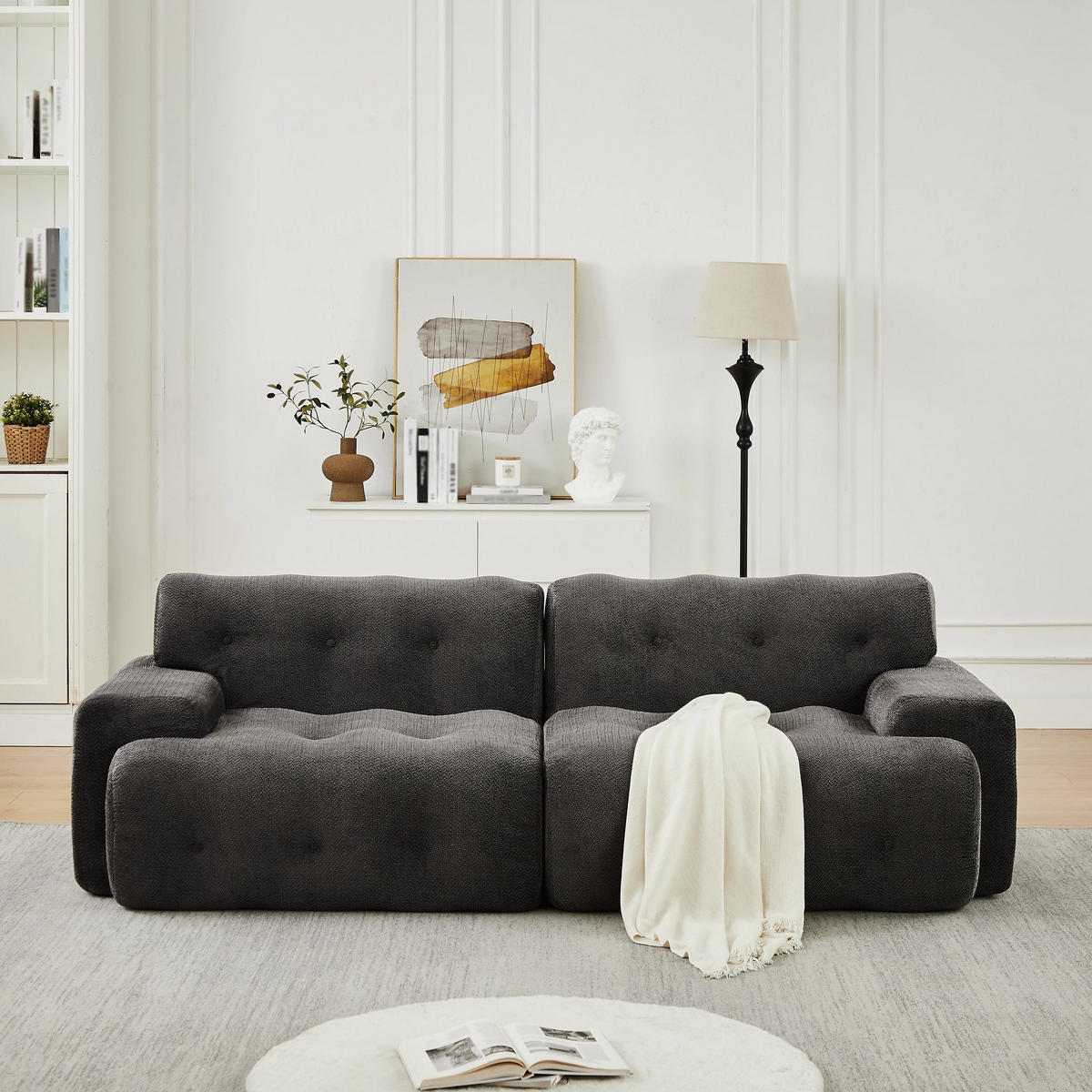 2-SITZER-SOFA DE-35264 mit Knopfverzierung Grau - Grau, Textil (104/66/224cm) - ComfortXL