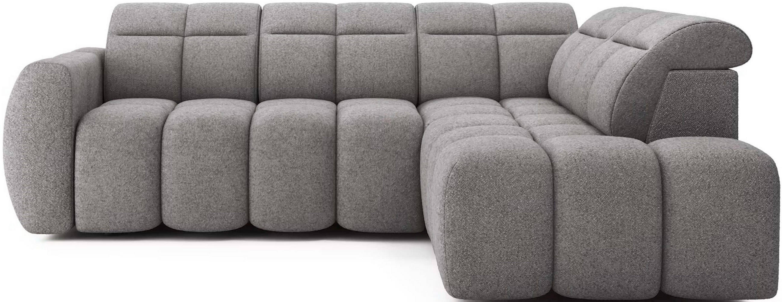 ECKSOFA mit elektrischem Sitzvorschub, Bettkasten und verstellbare Kopflehnen - Dunkelgrau, Naturmaterialien/Textil (208/258cm) - Eltap