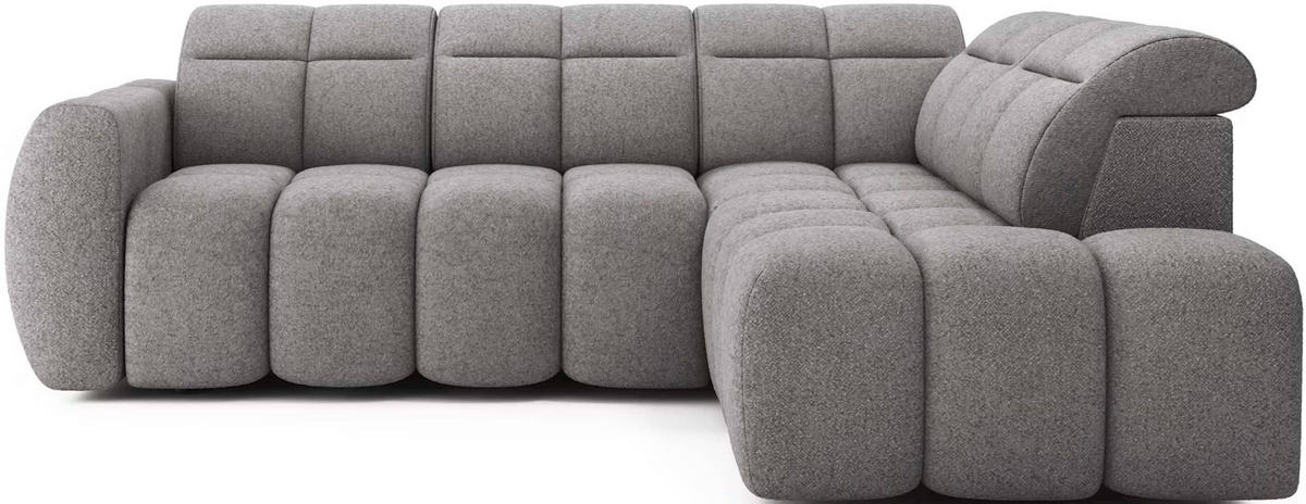 ECKSOFA mit elektrischem Sitzvorschub, Bettkasten und verstellbare Kopflehnen - Dunkelgrau, Naturmaterialien/Textil (208/258cm) - Eltap
