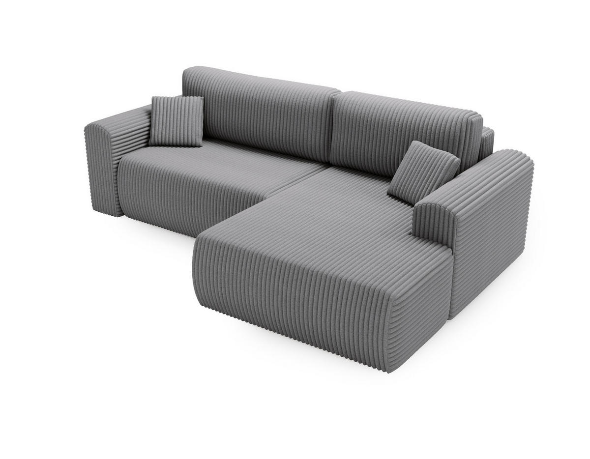ECKSOFA Linea Dunkelgrau, Sofa mit Schlaffunktion, rechte seite - Dunkelgrau, Holzwerkstoff/Textil (257/177cm) - Bettso