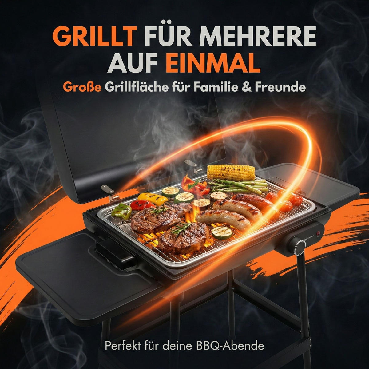 ELEKTROGRILL 2in1 BBQ928 - Schwarz, Kunststoff (27.6/84.2/58.3cm) - Sommertal