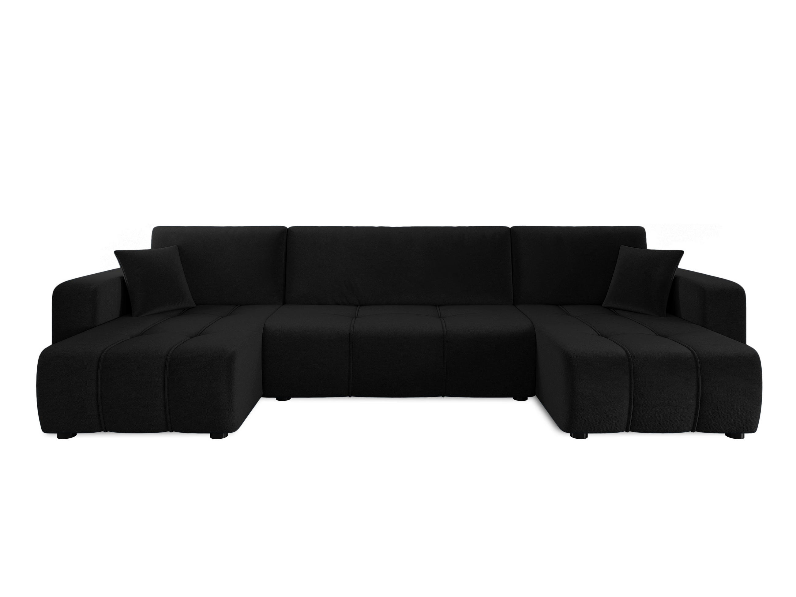 WOHNLANDSCHAFT Aice U-Form 317 cm – mit Schlaffunktion, Bettkasten, Kissen & bequemer Wellenfederung - Schwarz, Kunststoff (317/85/146cm) - Wohnideebilder