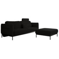SCHLAFSOFA SALENTO Schwarz Boucle - Schwarz, Textil/Metall (221/82/193cm) - MKS
