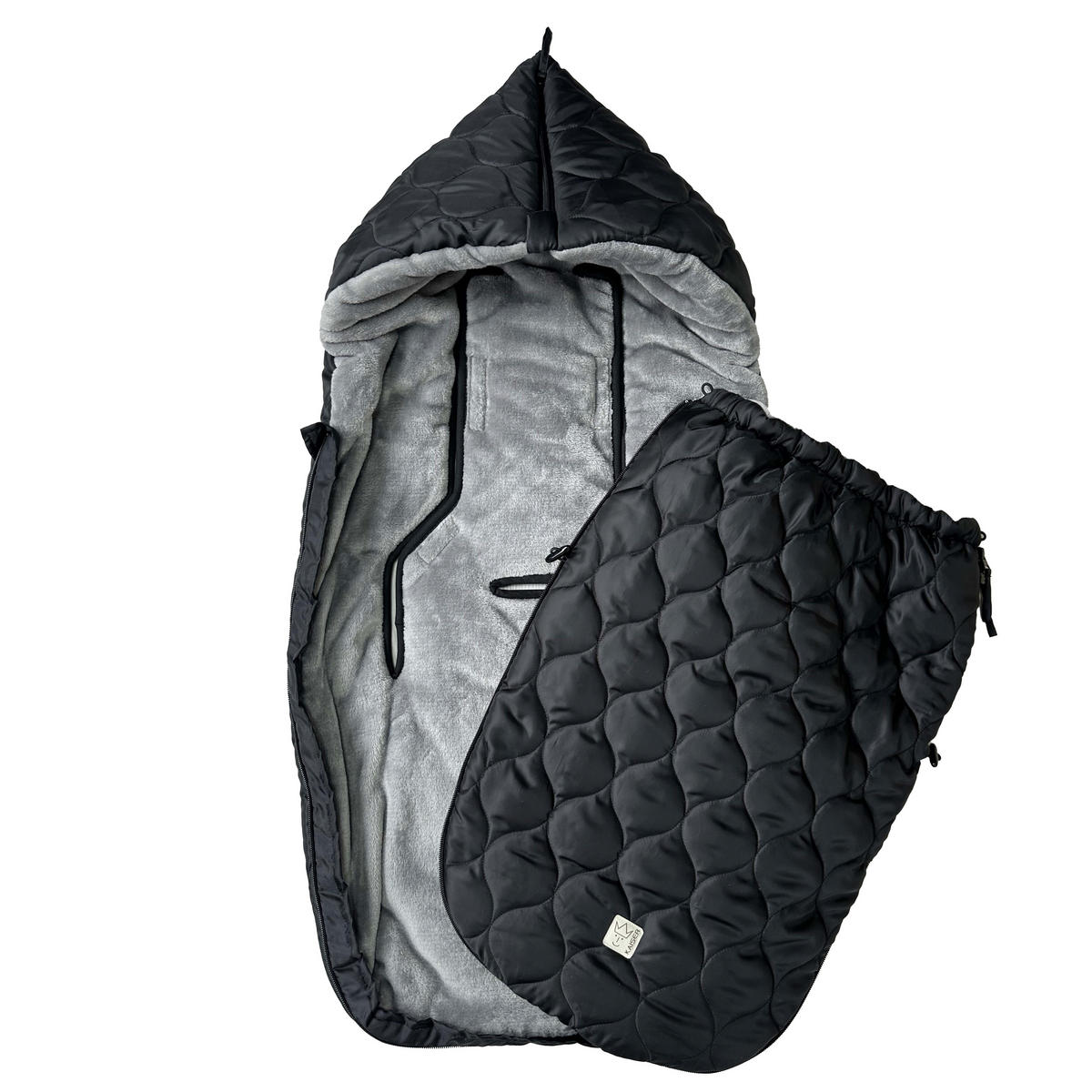 KINDERWAGEN-FUSSSACK Recy XL, black/greyblack/grey - Schwarz Hochglanz, Textil (44/7/95cm) - Kaiserbaby