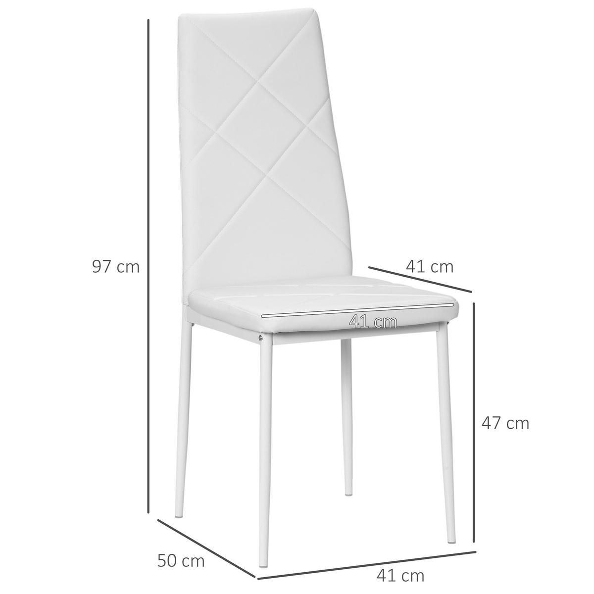 ESSZIMMERSTÜHLE, Kunstleder, Stahl, Weiß - Weiß, Kunststoff (50/97/41cm) - HOMCOM